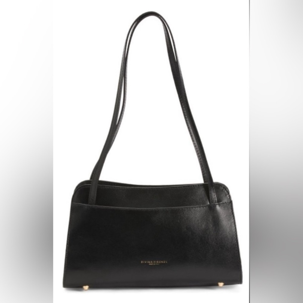 DIVINA FIRENZE TAMARA 🖤BLACK🖤 GENUINE LEATHER SHOULDER BAG 🌟EUC🌟
